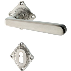 Béquille de porte en laiton Gründerzeit forme rustique argent mat